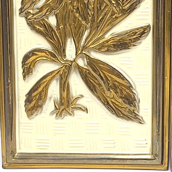 Elpec Brass Plaques-Floral Designs-14.75 In x 6.625 In. x4 Mid Century England - Picture 8 of 16
